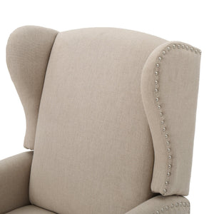 English Elm Christopher Knight Home® - Pushback Recliner Chair with Nailhead Trim and Wingback Design, Plush Fabric Comfort for Living Rooms Wheat 60760.00WHT