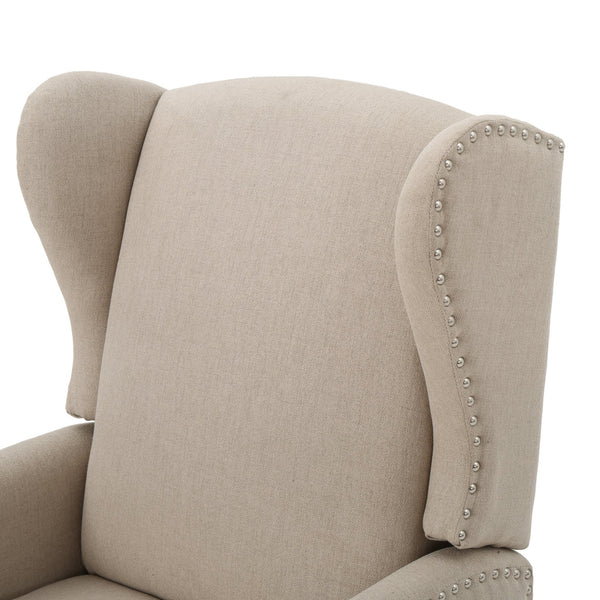 English Elm Christopher Knight Home® - Pushback Recliner Chair with Nailhead Trim and Wingback Design, Plush Fabric Comfort for Living Rooms Wheat 60760.00WHT