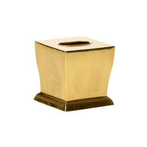 Wildwood Waved Edge Tissue Box Cover Polished Nickel With Engraved Floral Accent And Tarnish-Resistant Finish Gold 302270