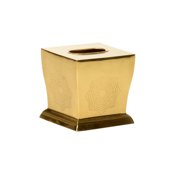 Wildwood Waved Edge Tissue Box Cover Polished Nickel With Engraved Floral Accent And Tarnish-Resistant Finish Gold 302270