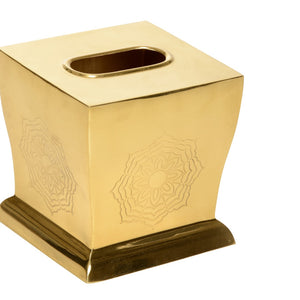 Wildwood Waved Edge Tissue Box Cover Polished Nickel With Engraved Floral Accent And Tarnish-Resistant Finish Gold 302270