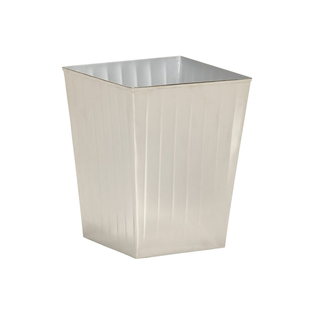 Wildwood Ribbed Polished Nickel Wastebasket – Elegant Aluminum Trash Can With Textured Design For Home & Office 302273