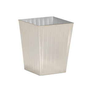 Wildwood Ribbed Polished Nickel Wastebasket – Elegant Aluminum Trash Can With Textured Design For Home & Office 302273