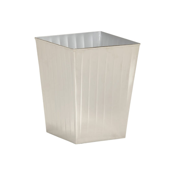 Wildwood Ribbed Polished Nickel Wastebasket – Elegant Aluminum Trash Can With Textured Design For Home & Office 302273