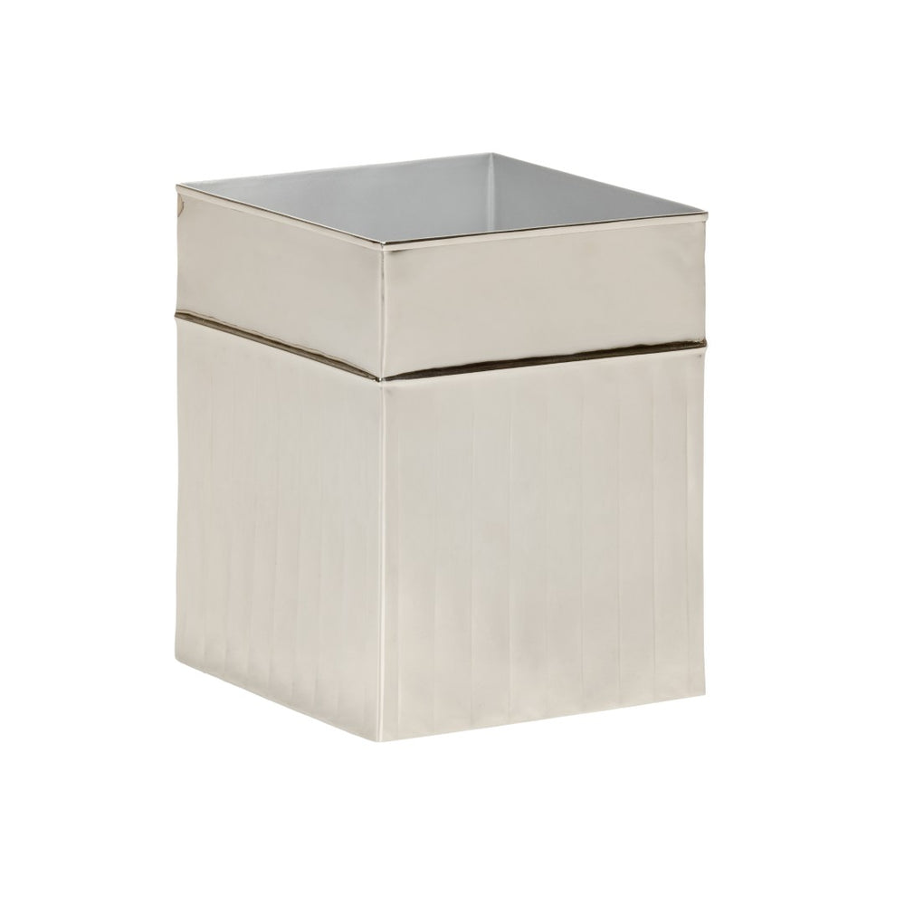 Wildwood Wallace Polished Nickel Wastebasket — 11" Sleek Aluminum Cylinder For Bathroom, Bedroom, Office Decor 302277