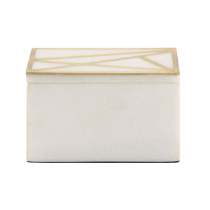 Wildwood Genesis Alabaster Jewelry Box With Antique Gold Brass Inlay — Compact Marble-Look DéCor Accent 302285