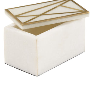 Wildwood Genesis Alabaster Jewelry Box With Antique Gold Brass Inlay — Compact Marble-Look DéCor Accent 302285