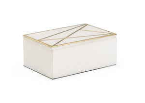 Wildwood Genesis Alabaster Marble Box With Antique Gold Brass Inlay — Sculptural Jewelry Organizer Accent 302286
