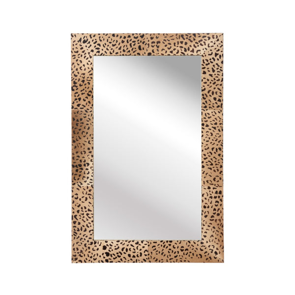 Wildwood Sabor Leopard Hair-On-Hide Rectangular Mirror 47.25"W X 32"H — Exotic, Versatile Statement Accent 302298