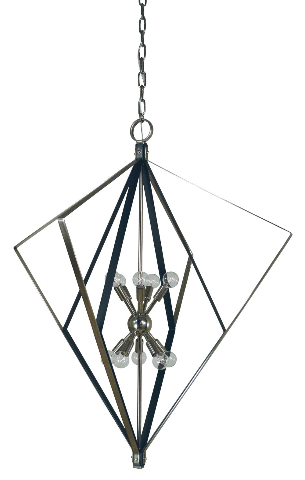 Framburg 10-light Urban Crafts Mid-century Modern Zoe Chandelier - Unique Design, Made In The Usa, Stylish Lighting Polished Nickel With Matte Black Accents Metal 3023 Pn/Mblack