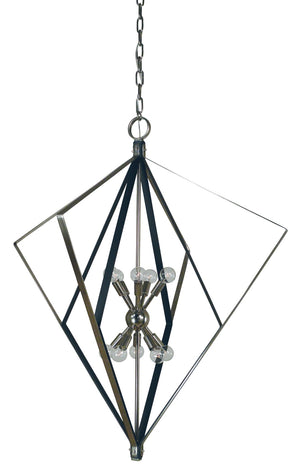 Framburg 10-light Urban Crafts Mid-century Modern Zoe Chandelier - Unique Design, Made In The Usa, Stylish Lighting Polished Nickel With Matte Black Accents Metal 3023 Pn/Mblack