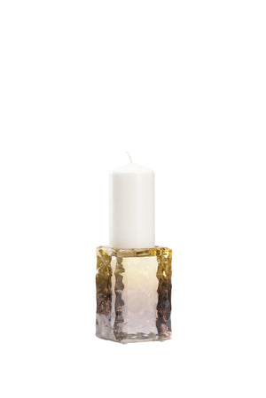 Wildwood Kori Smokey Gold Ombre Candleholder — Sculptural Acrylic Votive & Pillar Accent For Rustic Modern Homes 6h x 4w x 3.5d 302327