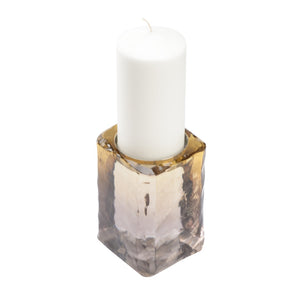 Wildwood Kori Smokey Gold Ombre Candleholder — Sculptural Acrylic Votive & Pillar Accent For Rustic Modern Homes 6h x 4w x 3.5d 302327