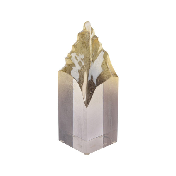 Wildwood Sybil Smokey Gold Ombre Acrylic Sculpture — Sleek Rustic Accent For Shelves, Mantels & Tablescapes 8h x 3w x 3d 302330