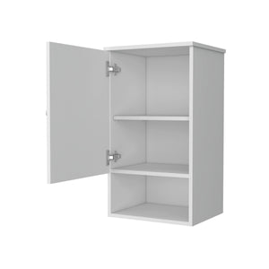 English Elm White Recessed Medicine Cabinet with One Door, Two Shelves + Open Shelf, 28.6"x16.2" White Finish B062P252169