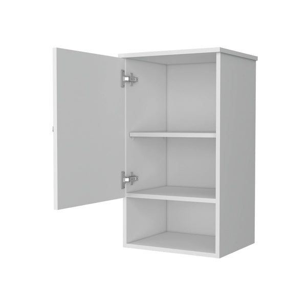 English Elm White Recessed Medicine Cabinet with One Door, Two Shelves + Open Shelf, 28.6"x16.2" White Finish B062P252169