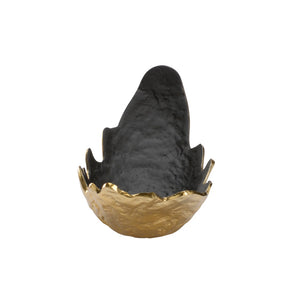 Wildwood On Hammered Edge Vessel — Hand-Hammered Aluminum Centerpiece With Dual Black And Gold Finish, Stylish Catchall For Modern Rustic Homes 6.5h x 15w x 7.5d 302341