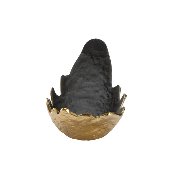 Wildwood On Hammered Edge Vessel — Hand-Hammered Aluminum Centerpiece With Dual Black And Gold Finish, Stylish Catchall For Modern Rustic Homes 6.5h x 15w x 7.5d 302341