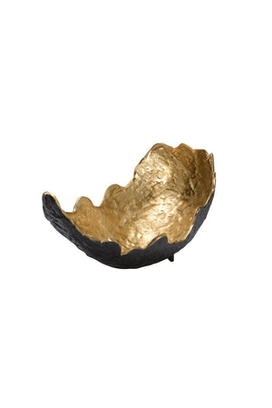 Wildwood On Hammered Edge Vessel — Hand-Hammered Aluminum Centerpiece With Dual Black And Gold Finish, Stylish Catchall For Modern Rustic Homes 9.5h x 20w x 9.5d 302342