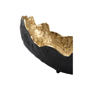 Wildwood On Hammered Edge Vessel — Hand-Hammered Aluminum Centerpiece With Dual Black And Gold Finish, Stylish Catchall For Modern Rustic Homes 9.5h x 20w x 9.5d 302342