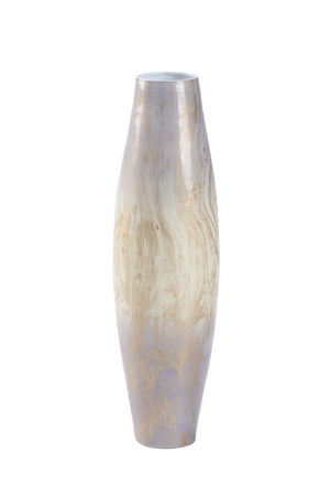Wildwood Oyster Swirl Vase With Gold-White Ombre Finish — Elegant Large Enameled Ceramic Accent For Tall Florals 24h x 7.5w x 7.5d 302348