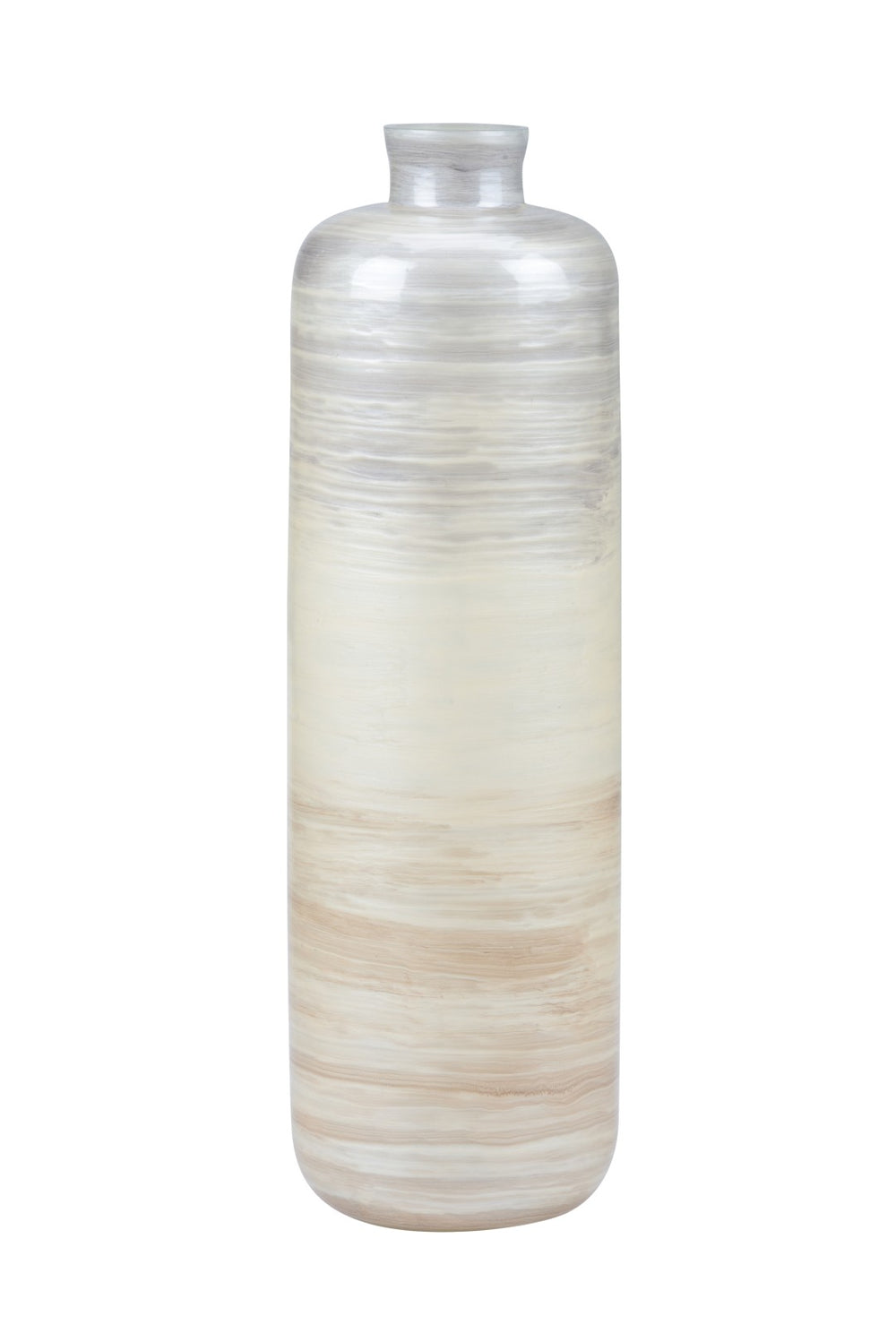 Wildwood Chaya Sculptural Glass Vase 30" Tall With Taupe-To-Gray Striped Ombré Finish For Modern Homes 302357