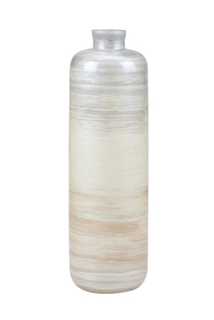 Wildwood Chaya Sculptural Glass Vase 30" Tall With Taupe-To-Gray Striped Ombré Finish For Modern Homes 302357