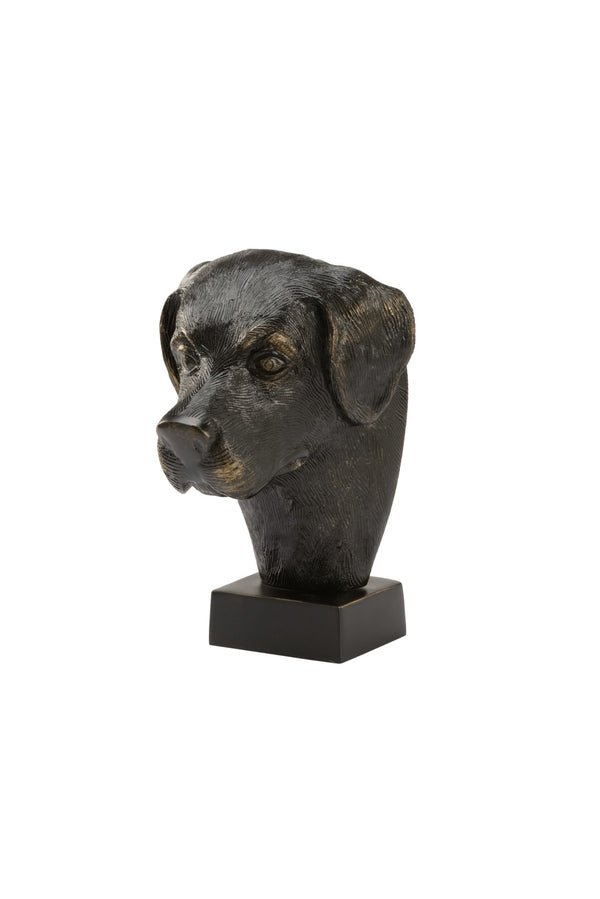 Wildwood Dex Bronze Dog Head Sculpture — Hand-Finished Patina Accent For Shelves, Desks, Mantels, Gift-Ready 302359