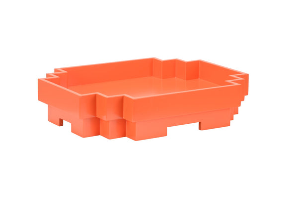 Wildwood Japandi Serving Tray With Slim Profile And Raised Edges For Stylish Tabletop Organization And Serving Orange 302372
