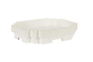 Wildwood Japandi Serving Tray With Slim Profile And Raised Edges For Stylish Tabletop Organization And Serving White/Cream 302376