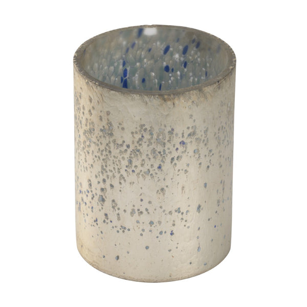 Wildwood Sic Sculptural Silver Vase With Blue, Cream & Teal Accents — Modern Matte Finish For Tabletops And Mantels 8h x 6w x 6d 302381