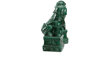Wildwood Scenic Green Glazed Foo Dogs Pair — Ceramic Chinese Guardian Lions For Mantel, Shelf, Entryway Decor 302398