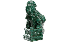 Wildwood Scenic Green Glazed Foo Dogs Pair — Ceramic Chinese Guardian Lions For Mantel, Shelf, Entryway Decor 302398
