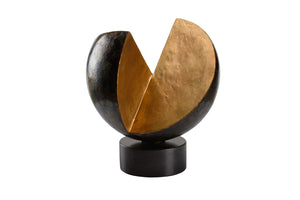 Wildwood Influencer Earthcore Sculpture — Textured Bronze & Gold Orb On Black Marble Base For Modern Spaces 302408