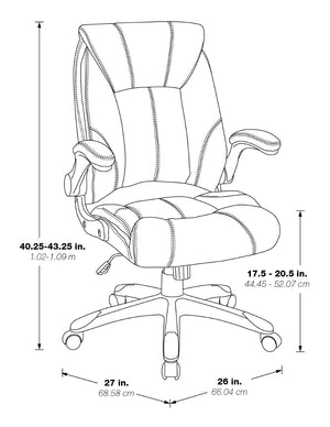 OSP Home Furnishings Faux Leather Mid Back Manager Chair with Lumbar Support and Pneumatic Height Adjust FLH24981-U1