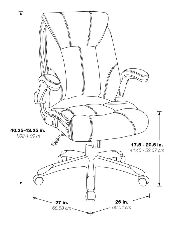 OSP Home Furnishings Faux Leather Mid Back Manager Chair with Lumbar Support and Pneumatic Height Adjust FLH24981-U1