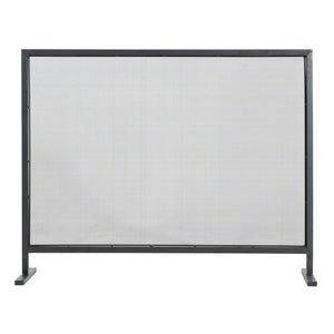 English Elm Regina Single Panel Iron Fireplace Screen Fine Mesh Hearth Guard in Matte Black N775P386918B