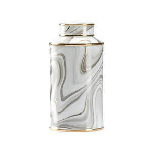 Wildwood Golden Porcelain Smoke Canister Large 15" Tall With Gold Trim — Decorative Storage For Home Accents 302441