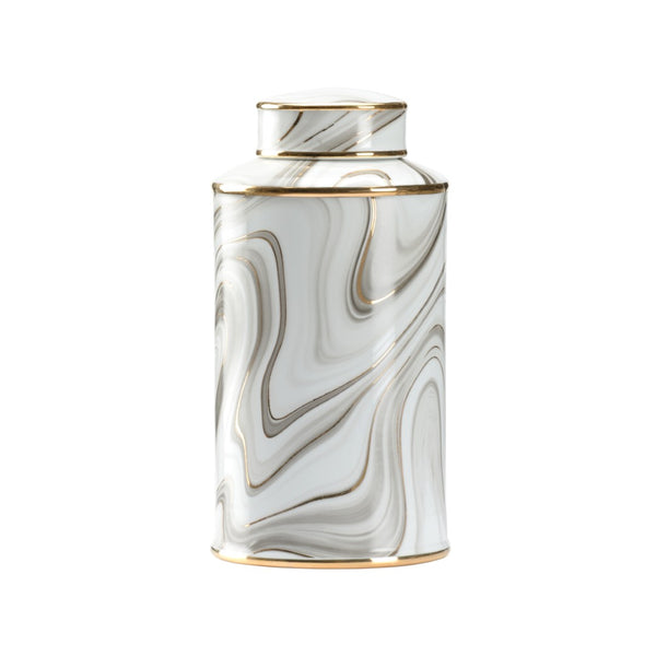 Wildwood Golden Porcelain Smoke Canister Large 15" Tall With Gold Trim — Decorative Storage For Home Accents 302441