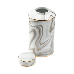 Wildwood Golden Porcelain Smoke Canister Large 15" Tall With Gold Trim — Decorative Storage For Home Accents 302441