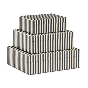 Wildwood Baxter Decorative Storage Boxes Set Of 3 — Modern Black & White Wooden Boxes With Removable Lids For Shelves 302456
