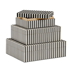 Wildwood Baxter Decorative Storage Boxes Set Of 3 — Modern Black & White Wooden Boxes With Removable Lids For Shelves 302456
