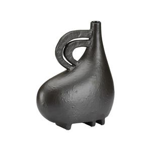 Wildwood Punalu'u Sculptural Accent Vase With Deep Black Glaze — Textured Ceramic Focal Piece For Shelves Desktops 12h x 9.75w x 4.25d 302462