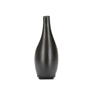 Wildwood Punalu'u Sculptural Accent Vase With Deep Black Glaze — Textured Ceramic Focal Piece For Shelves Desktops 12h x 9.75w x 4.25d 302462