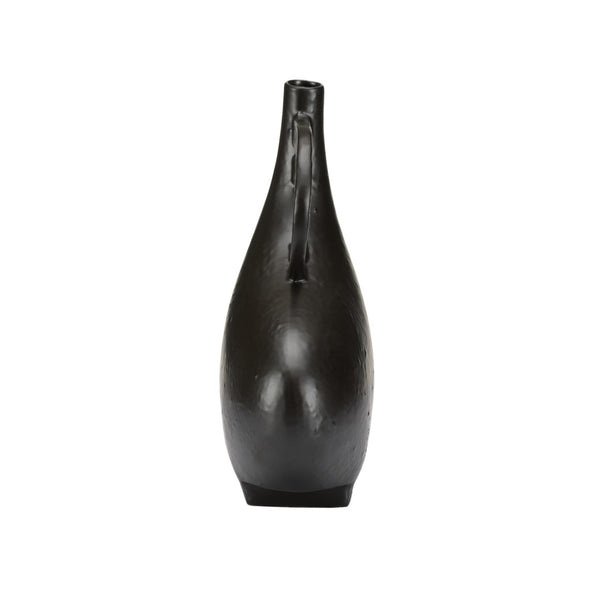 Wildwood Punalu'u Sculptural Accent Vase With Deep Black Glaze — Textured Ceramic Focal Piece For Shelves Desktops 12h x 9.75w x 4.25d 302462