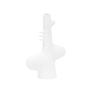 Wildwood Kona Sculptural Ceramic Vase With Smooth White Glaze — Coastal-Modern Accent For Shelves & Tablescape 13.5h x 9.5w x 3.5d 302465