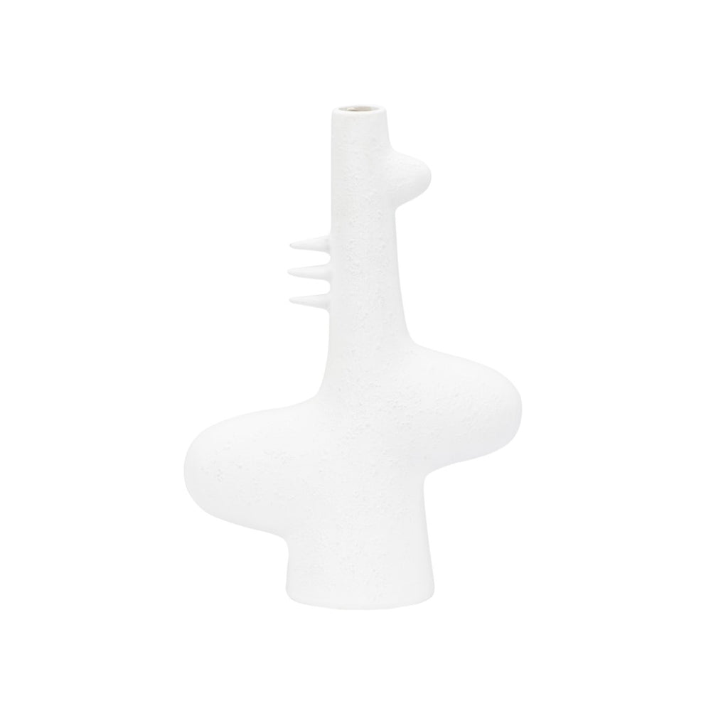 Wildwood Kona Sculptural Ceramic Vase With Smooth White Glaze — Coastal-Modern Accent For Shelves & Tablescape 13.5h x 9.5w x 3.5d 302465