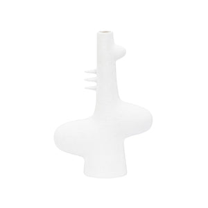 Wildwood Kona Sculptural Ceramic Vase With Smooth White Glaze — Coastal-Modern Accent For Shelves & Tablescape 13.5h x 9.5w x 3.5d 302465