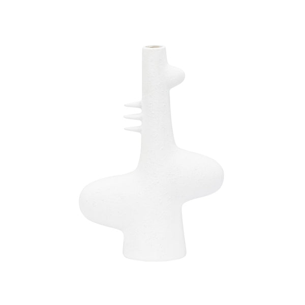 Wildwood Kona Sculptural Ceramic Vase With Smooth White Glaze — Coastal-Modern Accent For Shelves & Tablescape 13.5h x 9.5w x 3.5d 302465