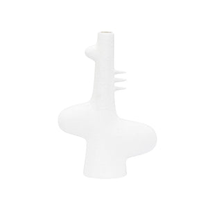 Wildwood Kona Sculptural Ceramic Vase With Smooth White Glaze — Coastal-Modern Accent For Shelves & Tablescape 13.5h x 9.5w x 3.5d 302465